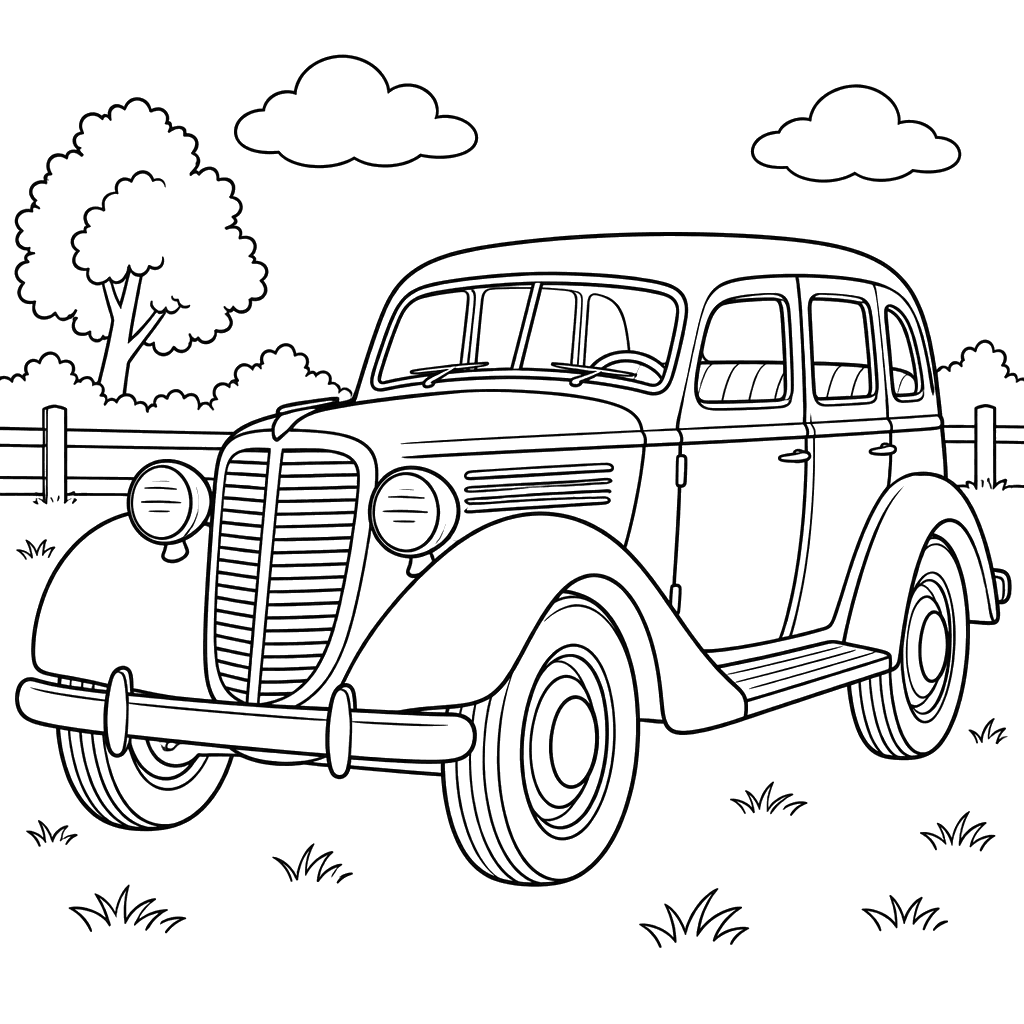 GAZ M-1 1936–1948 Vintage Car Coloring Page