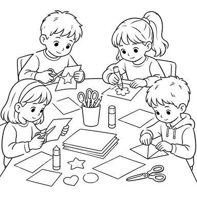 Kinder basteln mit Papier – Ausmalbild