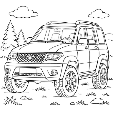UAZ Patriot SUV ab 2005 Ausmalbild