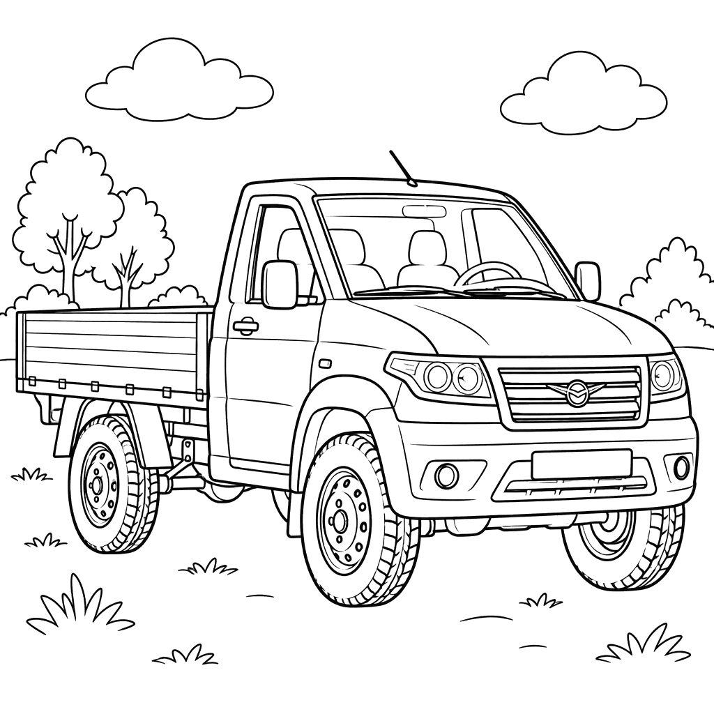 UAZ Profi 2017 Flatbed Truck Coloring Page