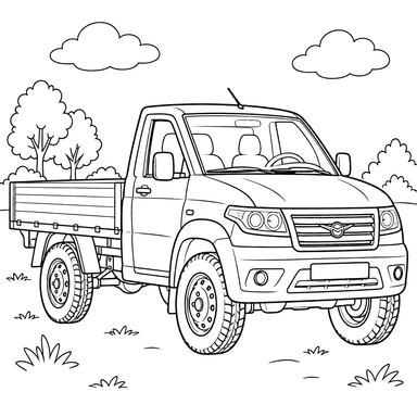 UAZ Profi seit 2017 als Pritschenwagen Ausmalbild