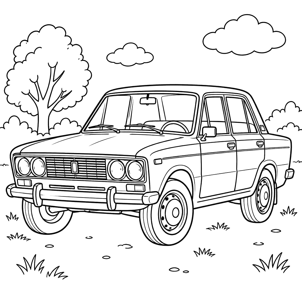 VAZ-2106 Zhiguli 1976–2006 Coloring Page