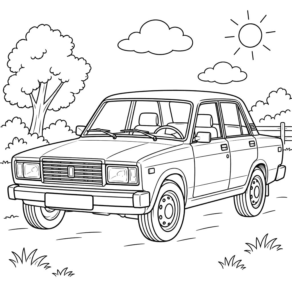VAZ-2107 Zhiguli (1982–2012) Coloring Page