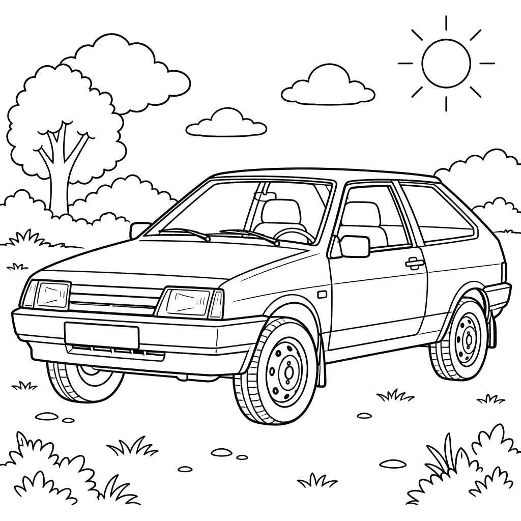 VAZ-2108 Sputnik (1984–2004) Coloring Page