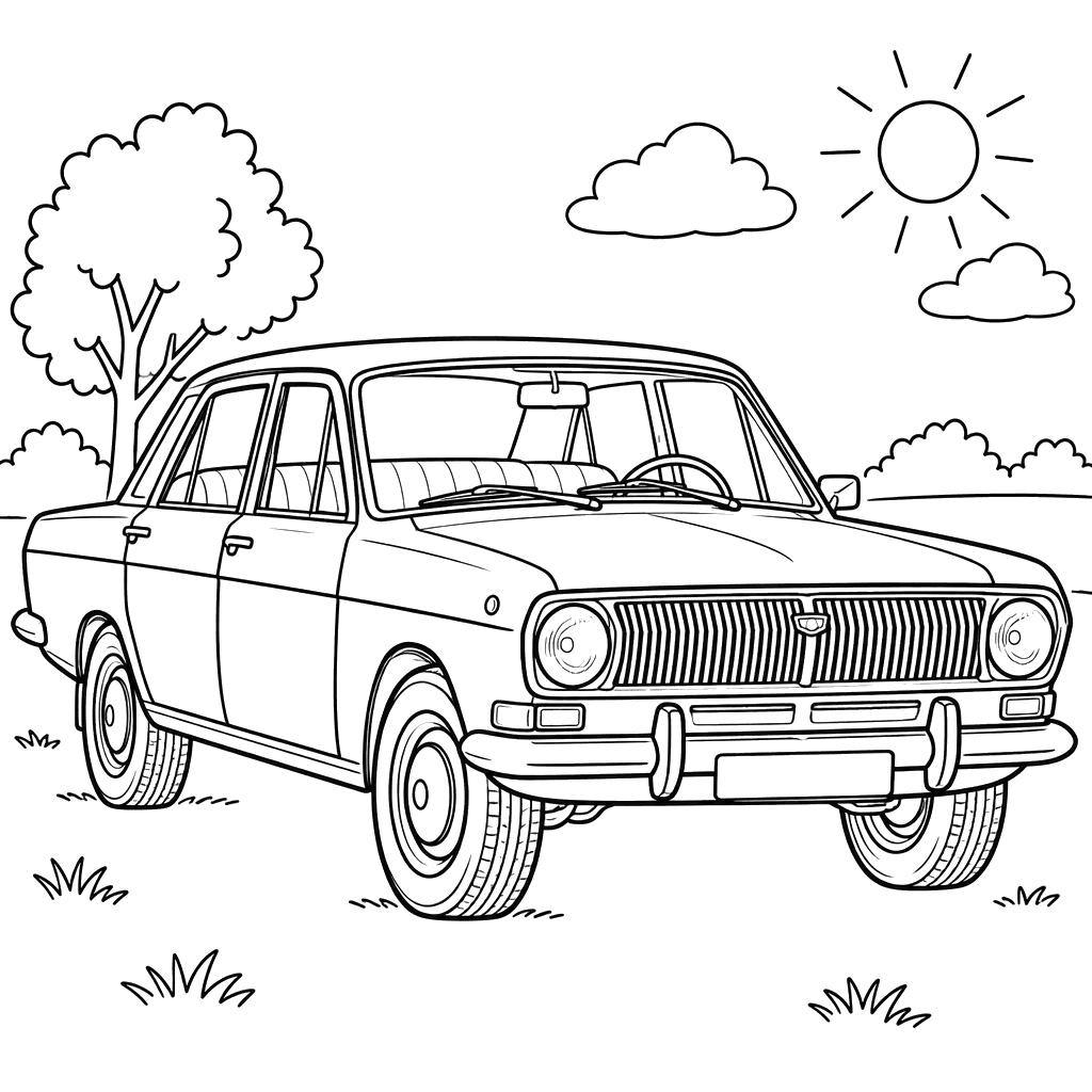 GAZ-24 Volga (1970–1992) Coloring Page