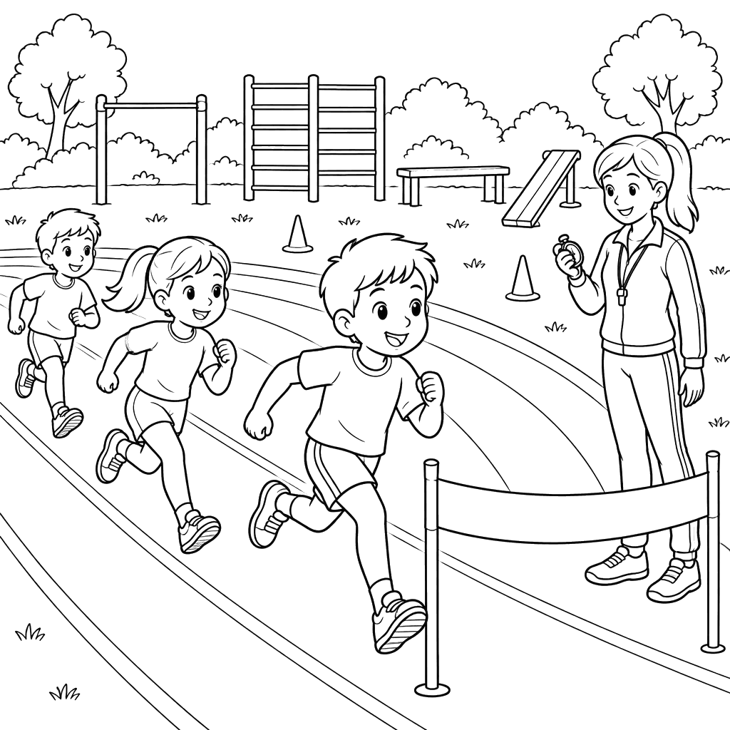 Carrera en clase de educación física