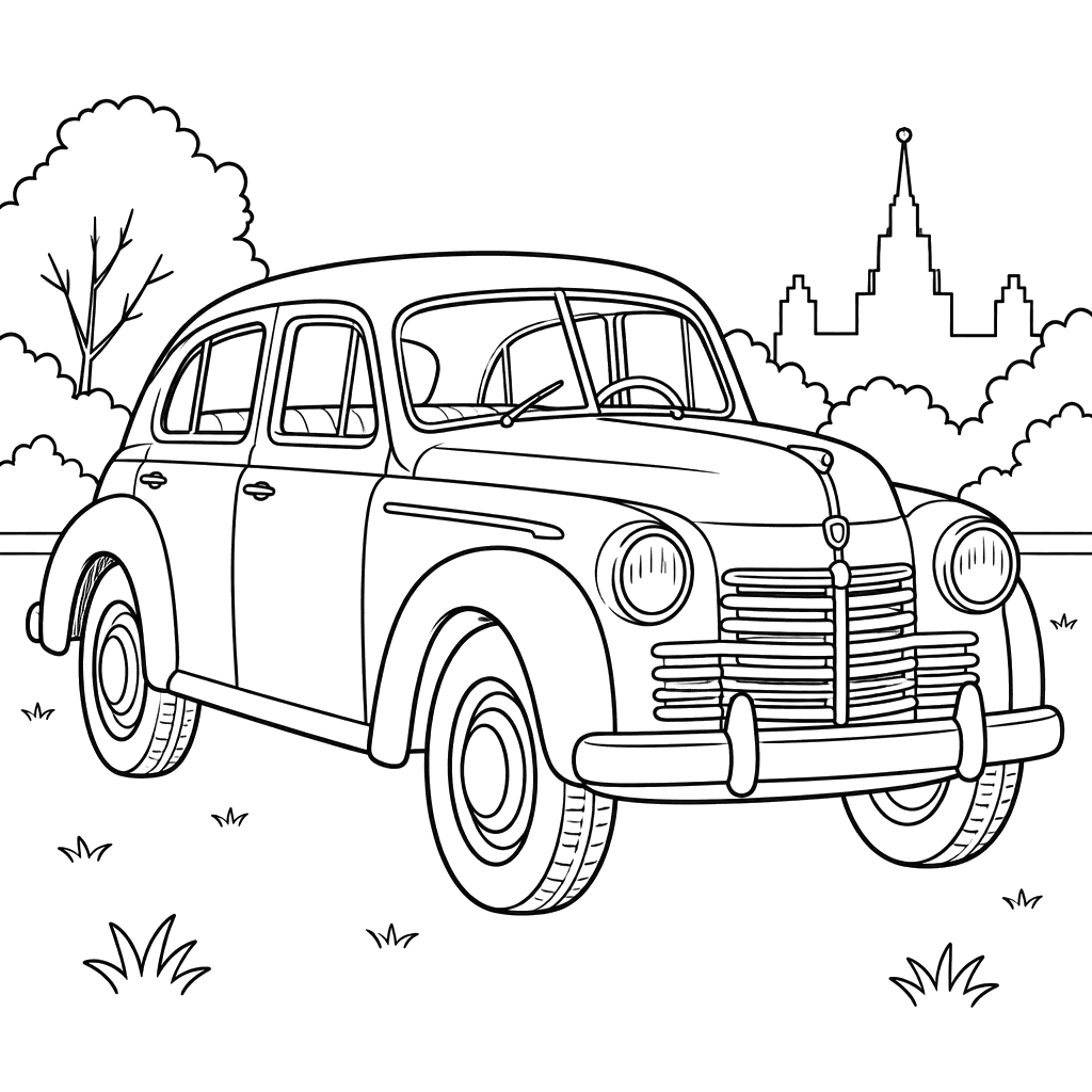 Moskvich-400 (1946–1954) Coloring Page