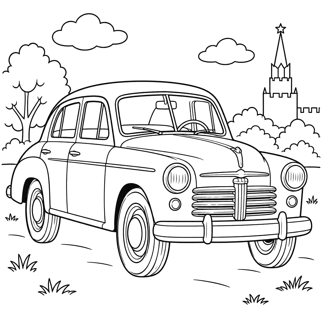 Moskvich-401 (1954–1956) Coloring Page