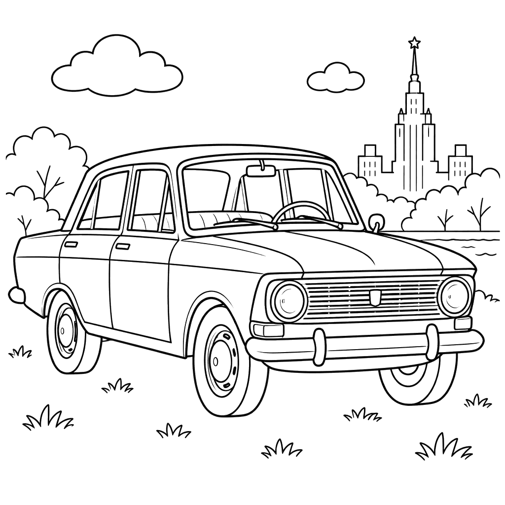 Moskvich 408 (1964–1975) Coloring Page