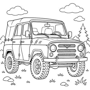 UAZ-469 1972–2007 Geländewagen Ausmalbild