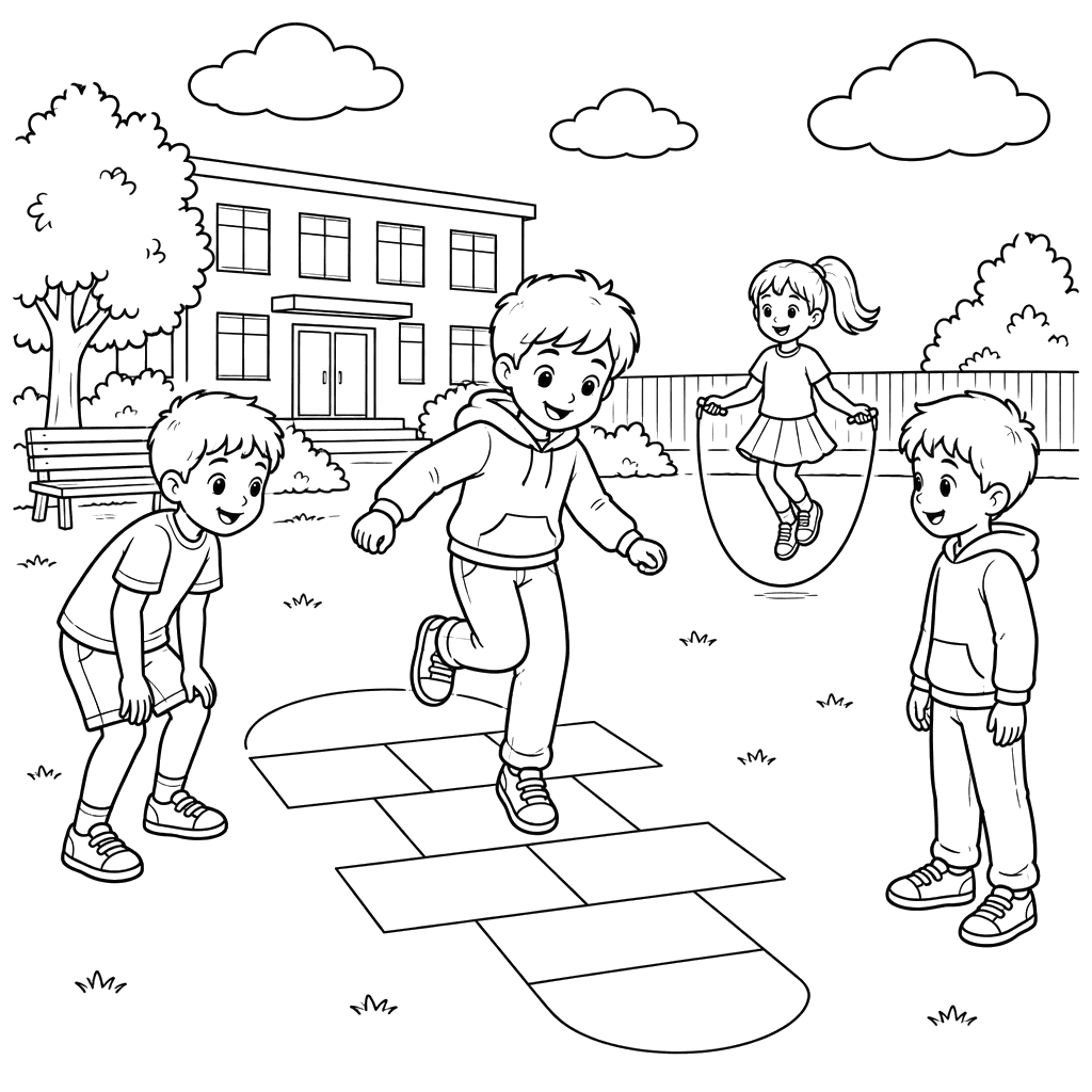 School Recess Hopscotch and Jump Rope