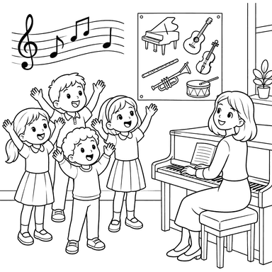 Cours de musique avec enfants et piano