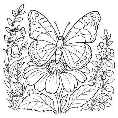 Papillon Amiral près d'une fleur de forêt