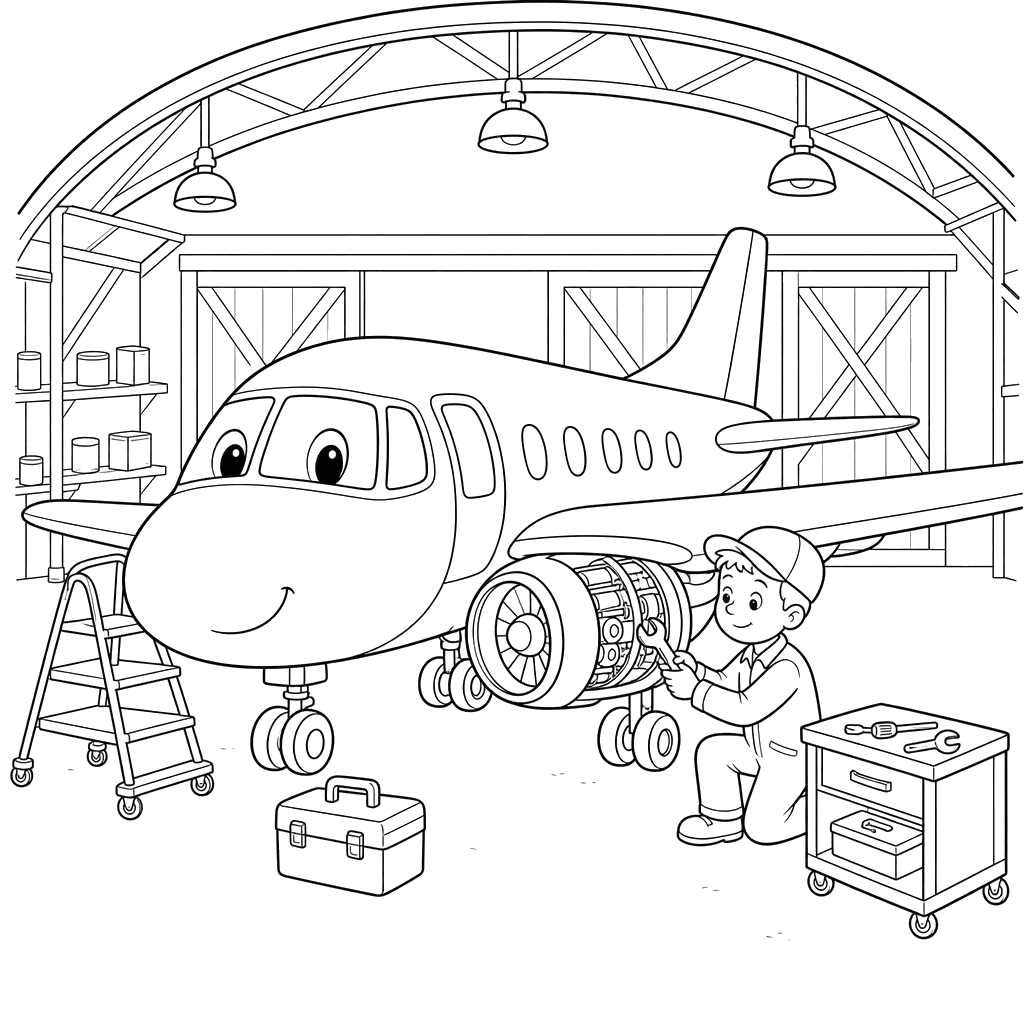 Avion dans le hangar