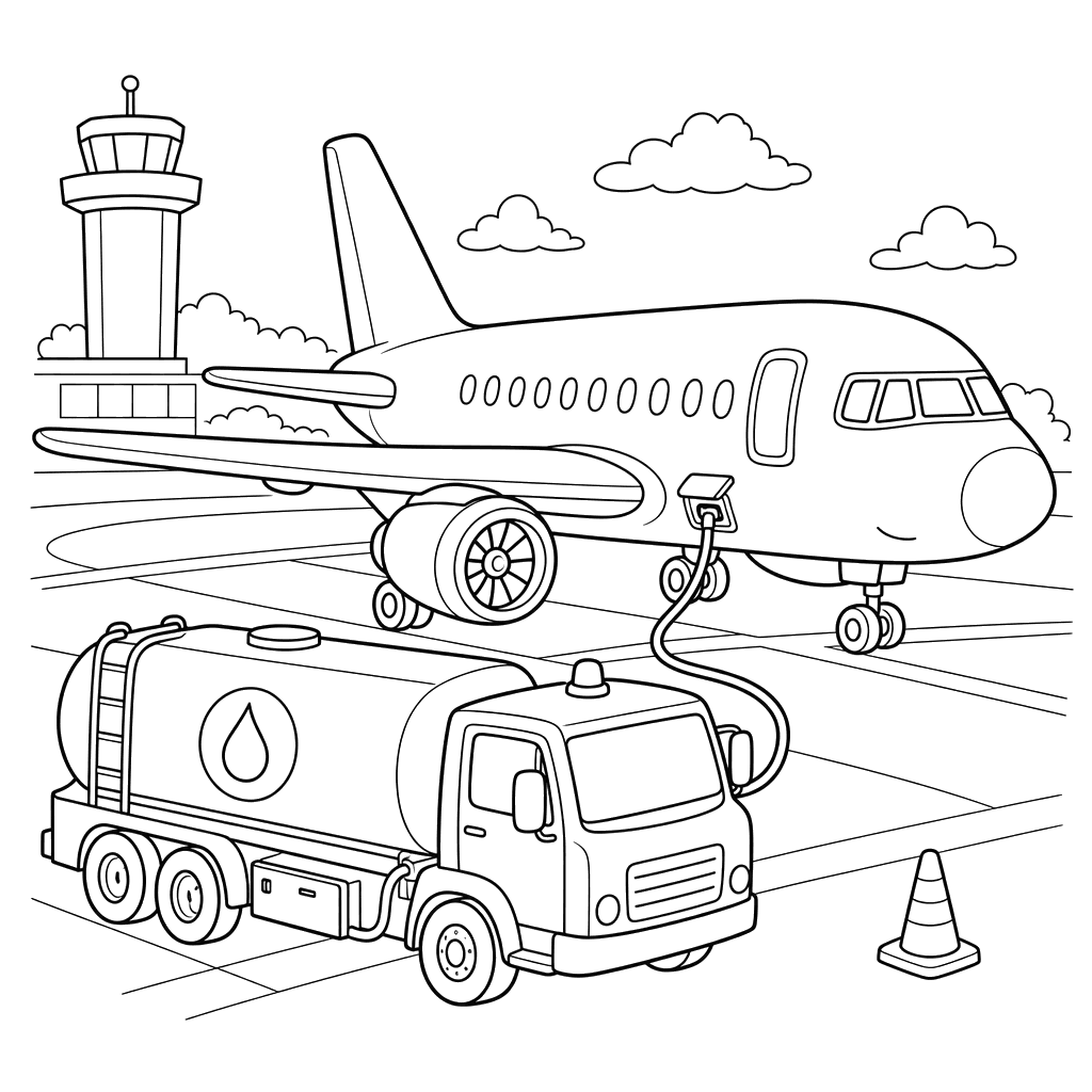 Coloriage Avion au Ravitaillement
