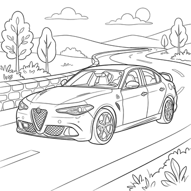 Coloriage Alfa Romeo Giulia Quadrifoglio