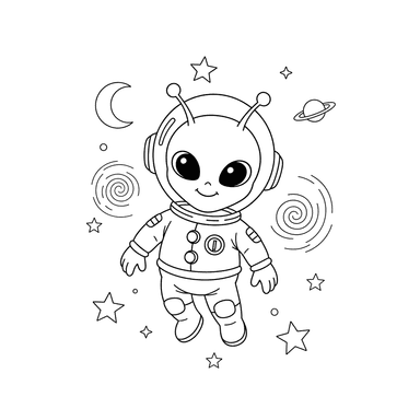 Coloriage Alien Amical dans l'Espace