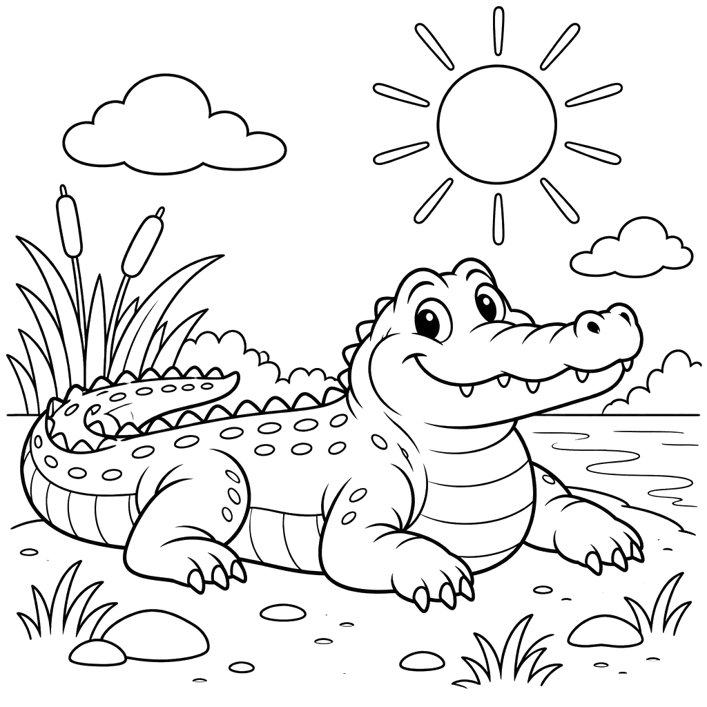 Alligator wärmt sich in der Sonne