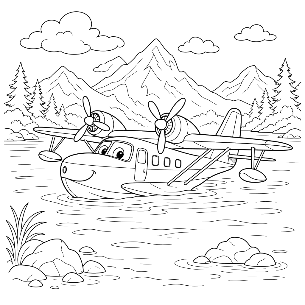 Avion amphibie sur un lac de montagne