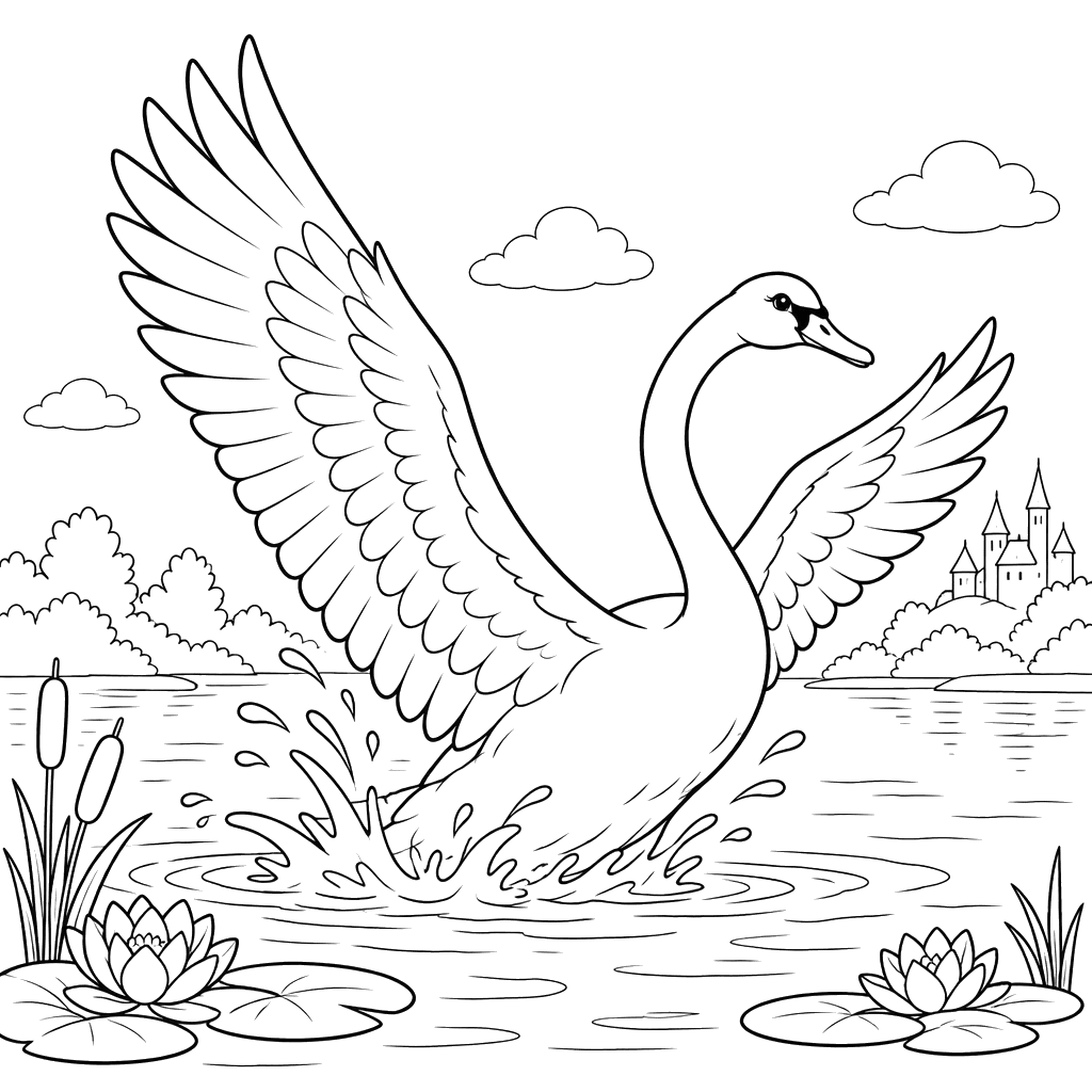 Desenho para colorir do cisne de Andersen