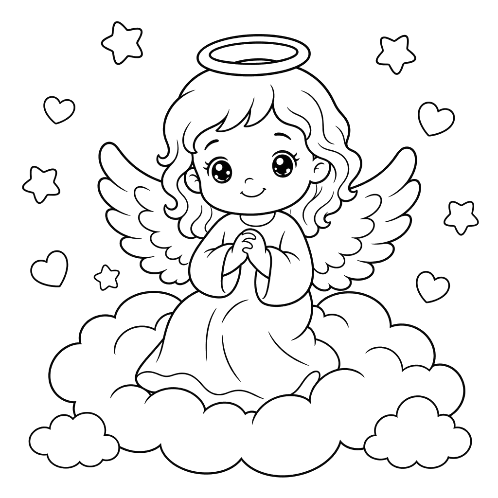 Ángel en nubes esponjosas