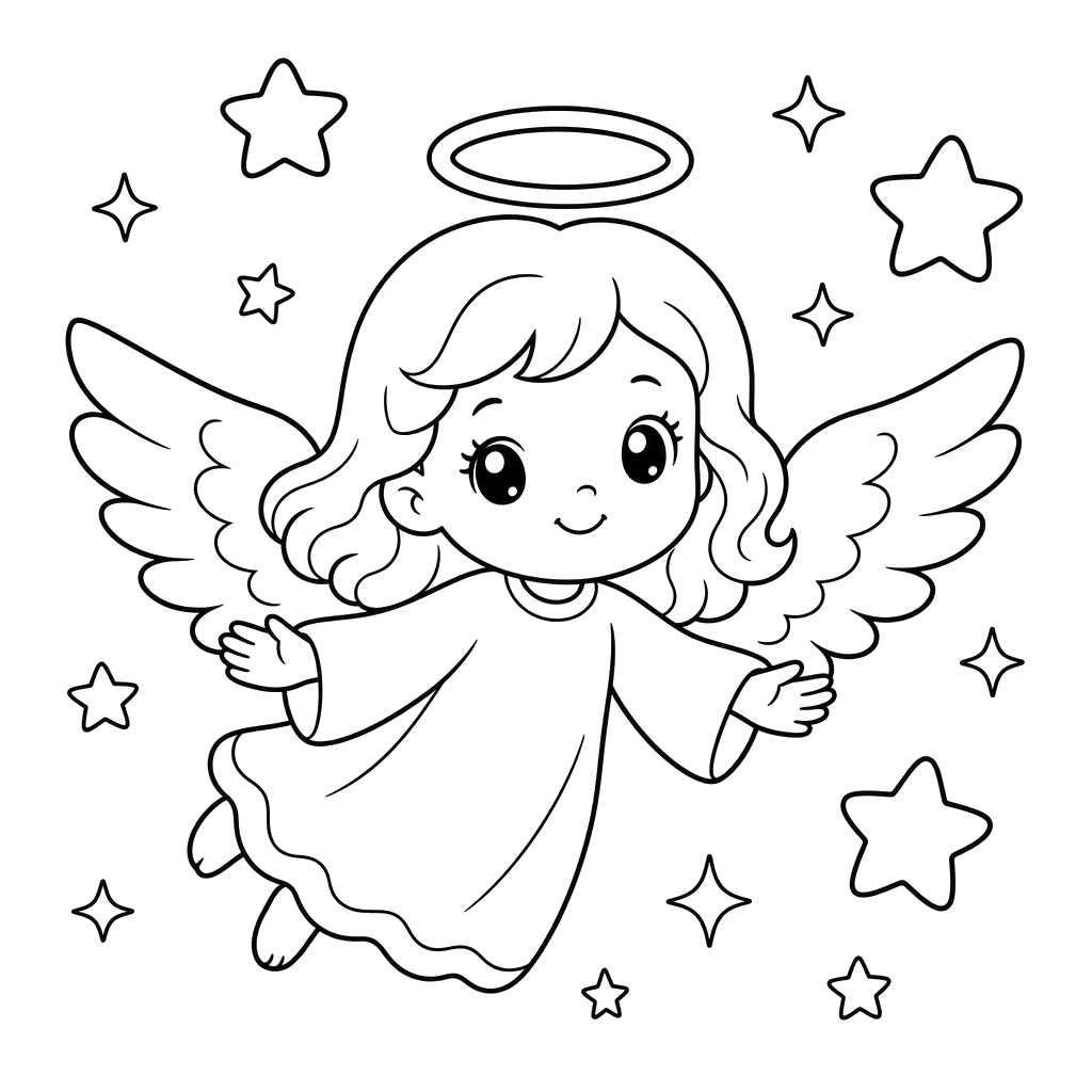 Ángel con estrellas brillantes