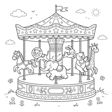 Coloriage Carrousel Animaux