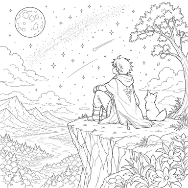 Personaje de Anime Bajo el Cielo Estrellado