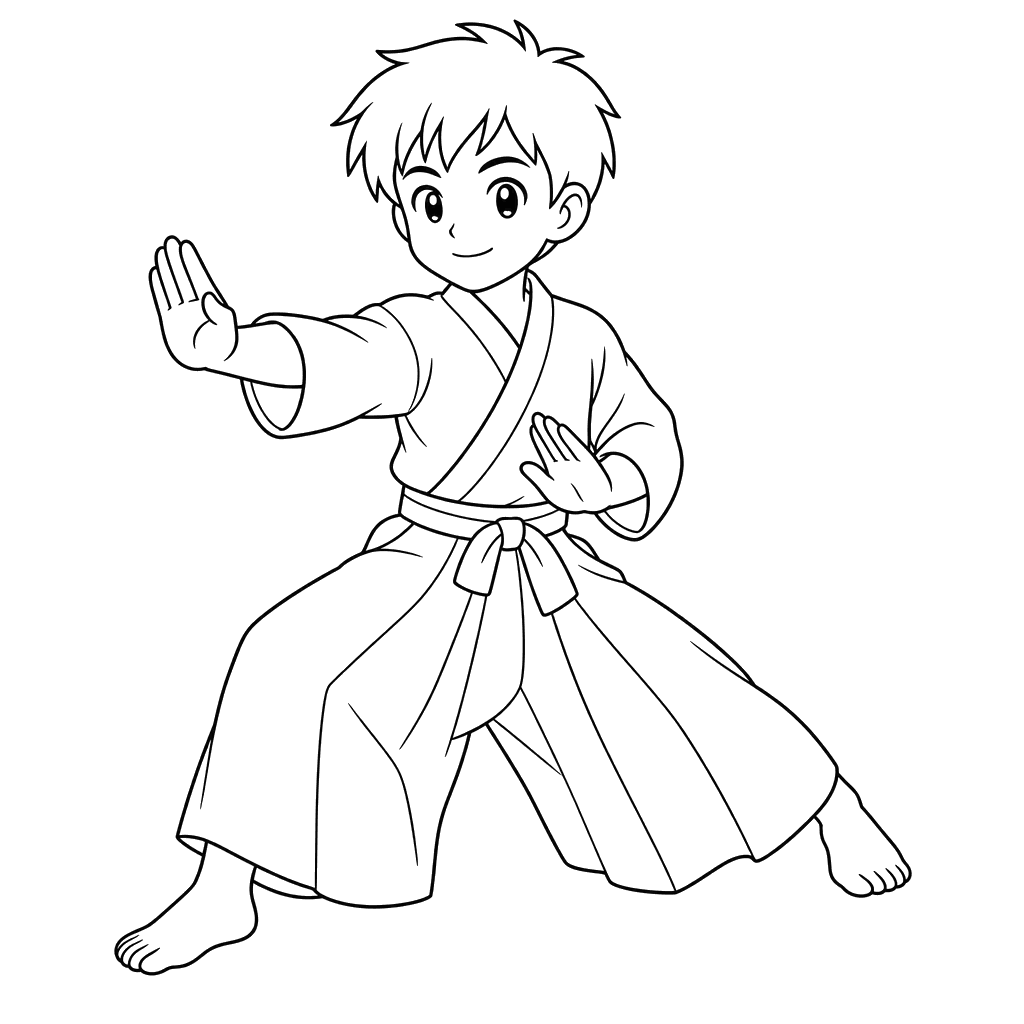 Rapaz kendo para colorir