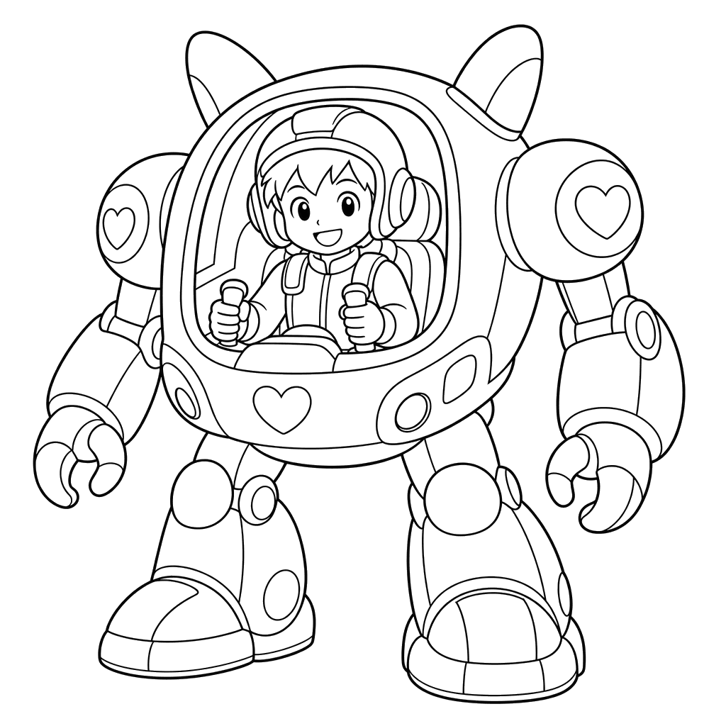 Piloto de anime no mecha — Página para colorir