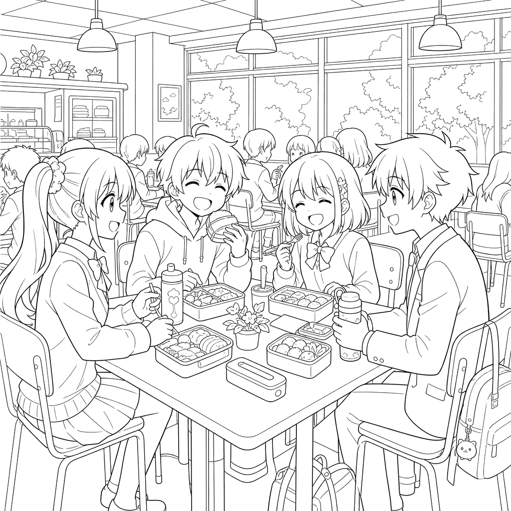 Cafetería escolar de anime
