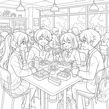 Cafetería escolar de anime