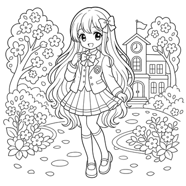 Fille anime en uniforme scolaire