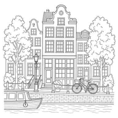 Dibujo para colorear de la Casa de Ana Frank
