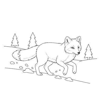 Dibujo para Colorear Zorro Ártico en la Nieve