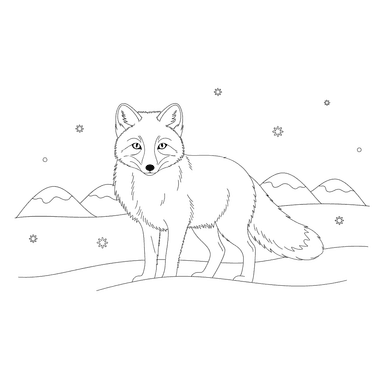 Dibujo para Colorear Zorro Ártico en la Nieve