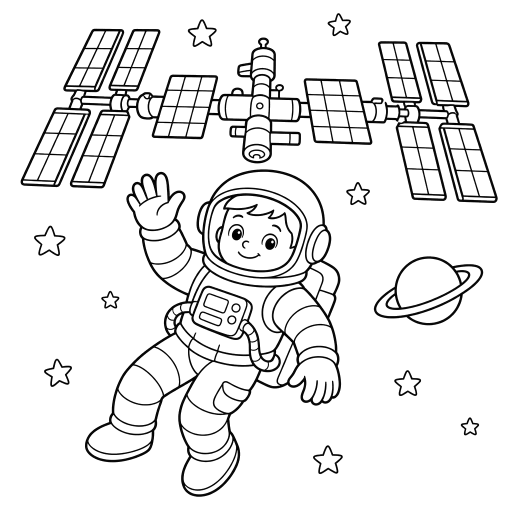Astronauta perto da ISS