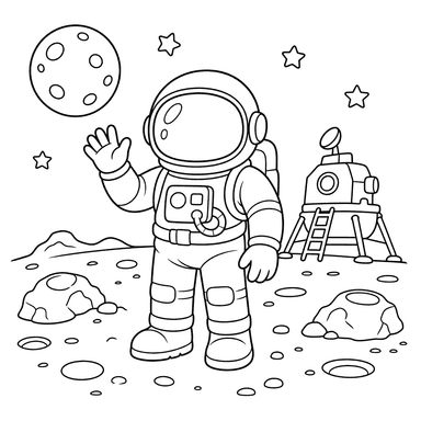 Astronaut on the Moon coloring page