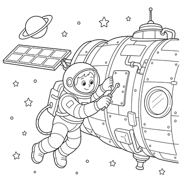 Astronaut Repairing Space Station