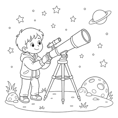 Astronomer with Telescope