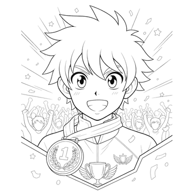 Coloriage: Visage d'athlète avec médaille