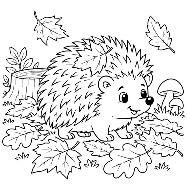 Desenho de Ouriço no Outono para Colorir