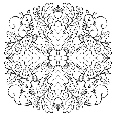 Mandala d'Automne aux Feuilles de Chêne