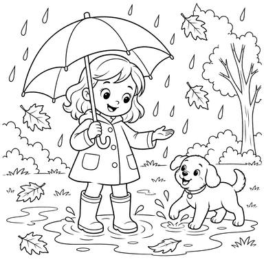 Chuva de outono na poça