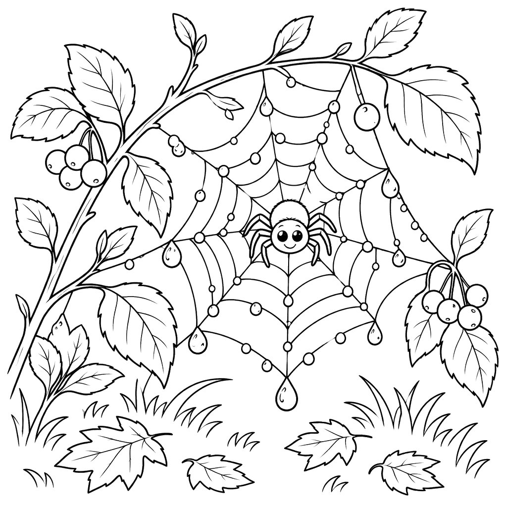 Toile d'araignée d'automne avec gouttes de rosée
