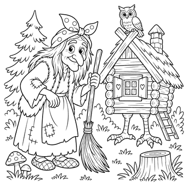 Baba Yaga près de sa cabane