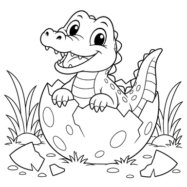 Baby Alligator Hatching from an Egg