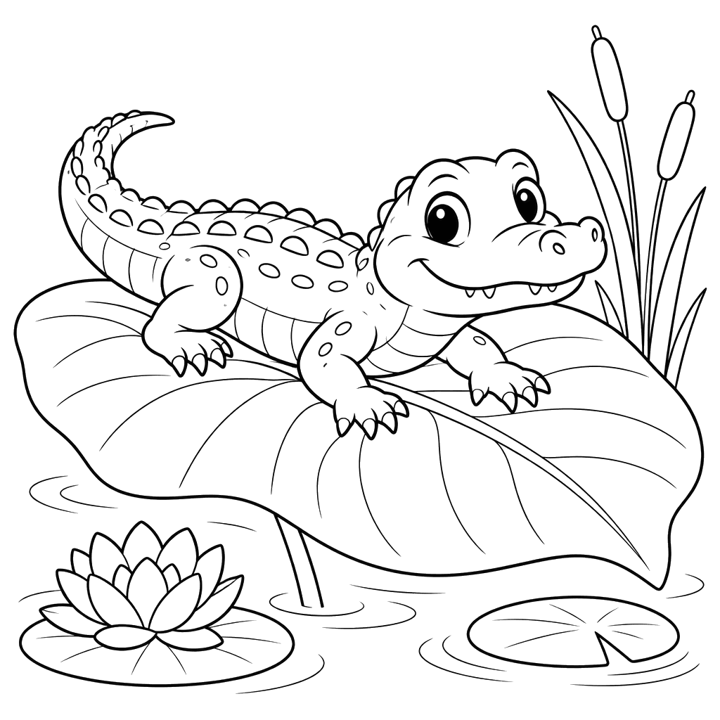 Kleiner Alligator auf einem Blatt