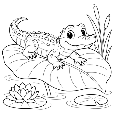 Kleiner Alligator auf einem Blatt