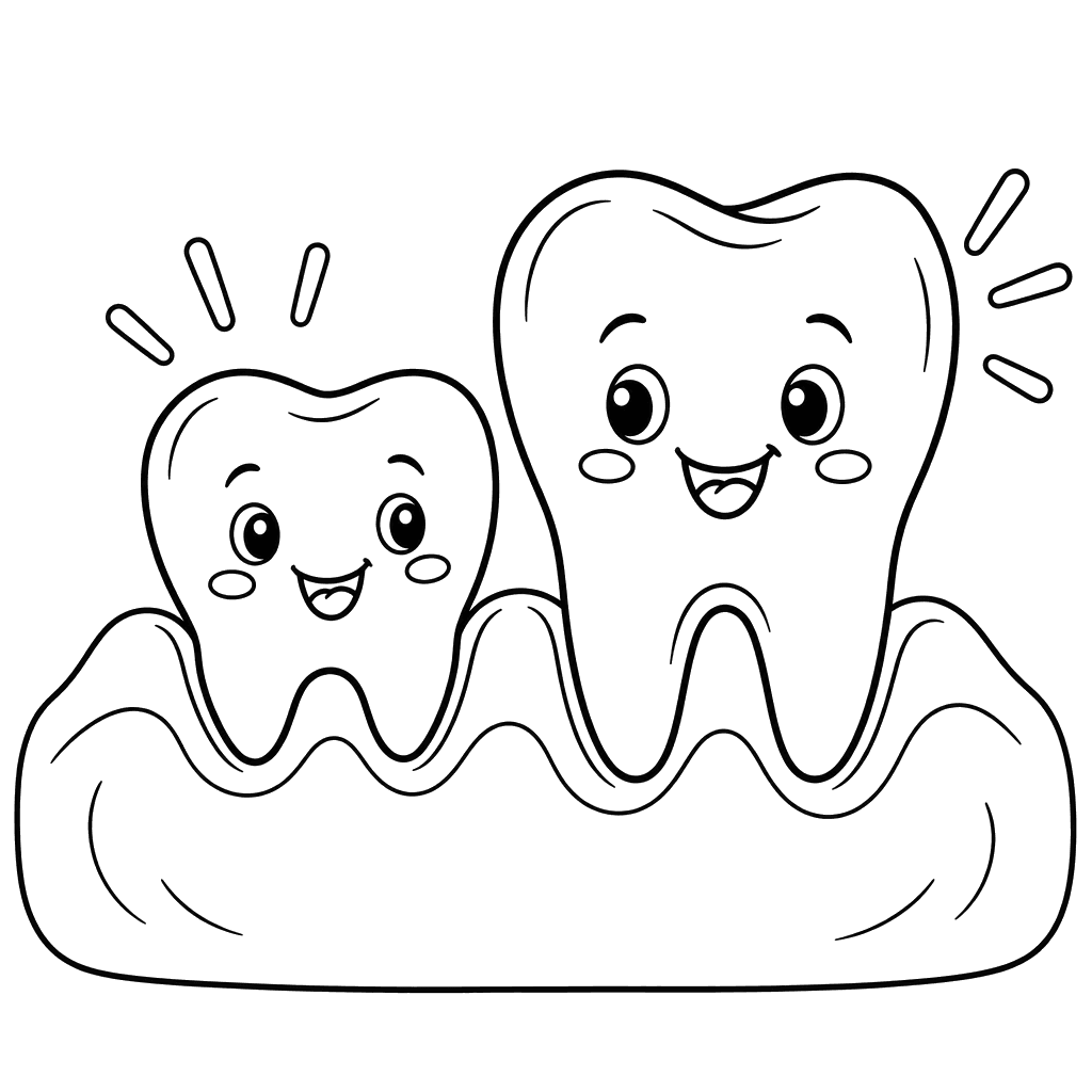 Baby and Permanent Tooth Coloring Page
